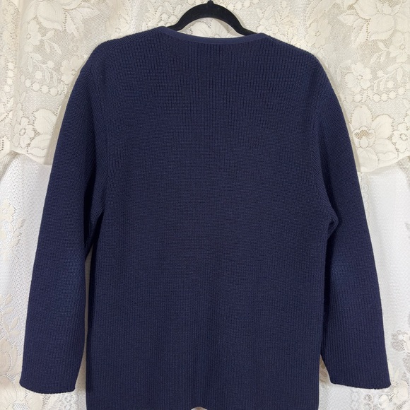 Vintage Saint James Wool Cardigan Sweater Knit Fisherman Navy Blue Sz Small Med - Picture 11 of 11
